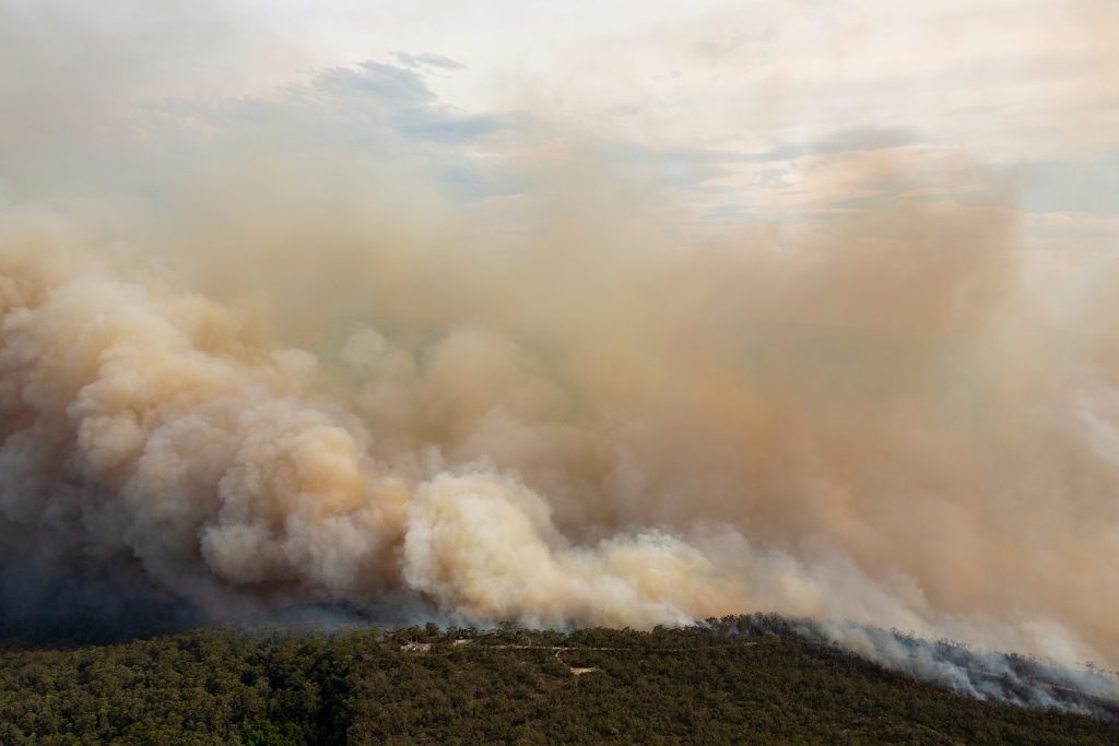 Aerial view of Australian Bushfires
