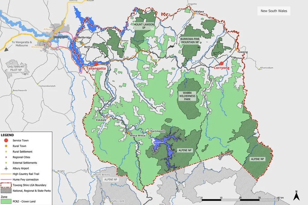 Towong Shire Settlement Hieirarchy Map